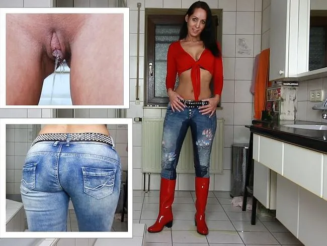 XXL Jeanspiss mit der Gummistiefel-Schlampe