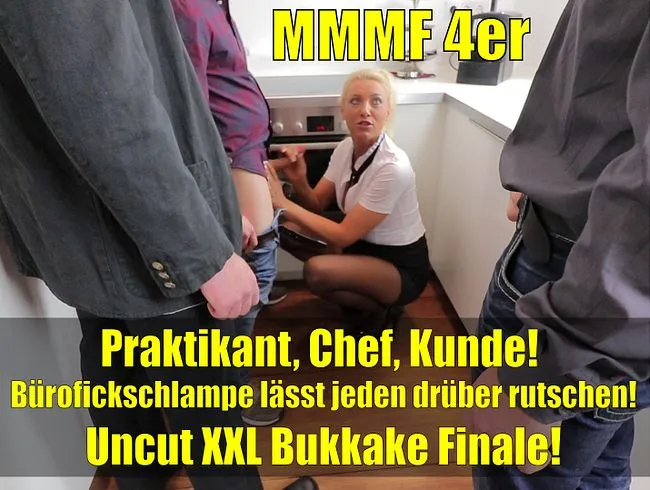 Büro-Fick-Orgie mit XXL Bukkake Finale! MMMF 4-ER
