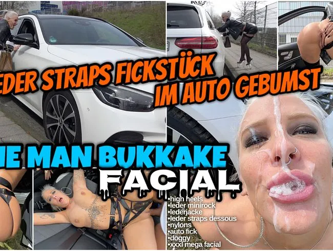 One Man BUKKAKE FACIAL | Leder Straps FICKSTÜCK im Auto gebumst