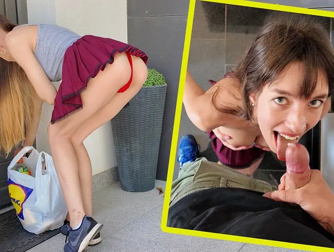 Bedanken sich so nur Schlampen? Nachbar im Treppenhaus abgemolken