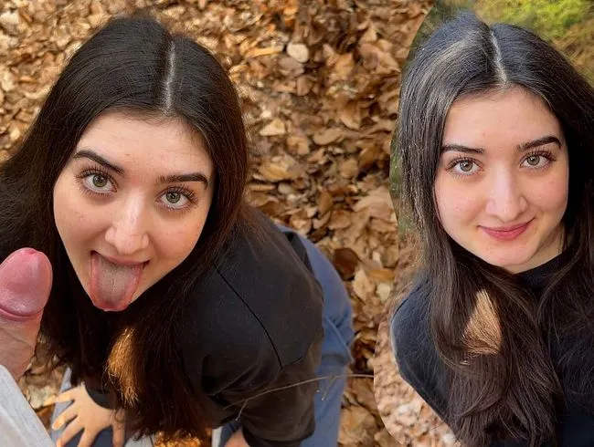 Schwanz Abmelkung im Wald! Ich schlucke alles! Blowjob & Deepthroat!