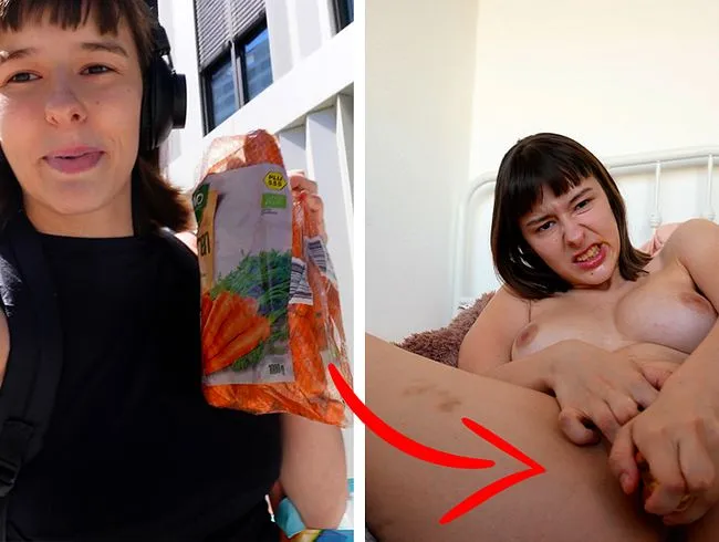 Hast du mal ein Möhrchen oder auch 2 oder 3? Ich stopfe meine Pussy mit dem geilen Gemüse!