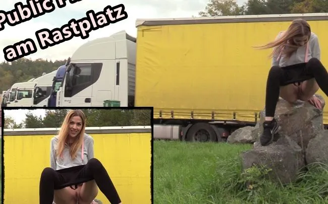 Public Piss! Am Rastplatz laufen gelassen!