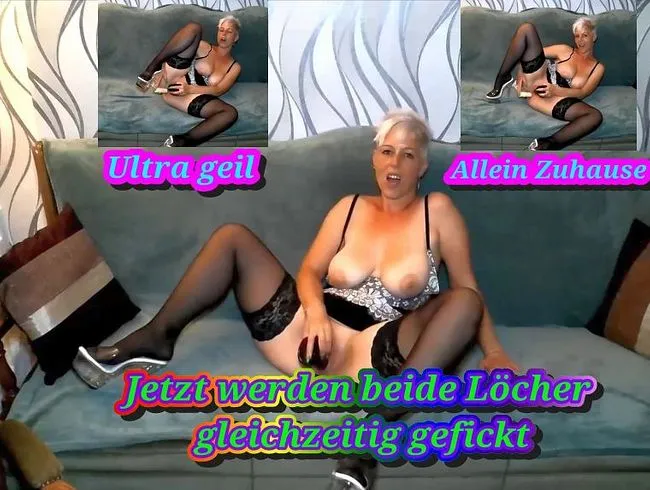 Allein zuhause und Fickgeil! Jetzt werden beide Löcher gestopft