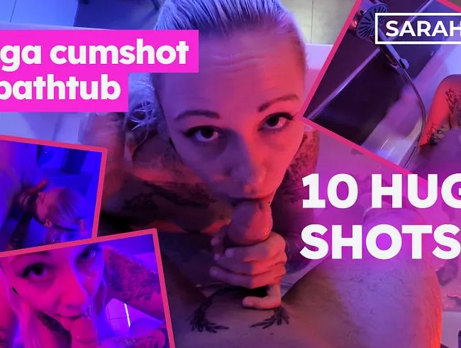 Mega Cumshot in Badewanne - Super privat im Neon Ambiente (10 Harte Shots in mein Gesicht)